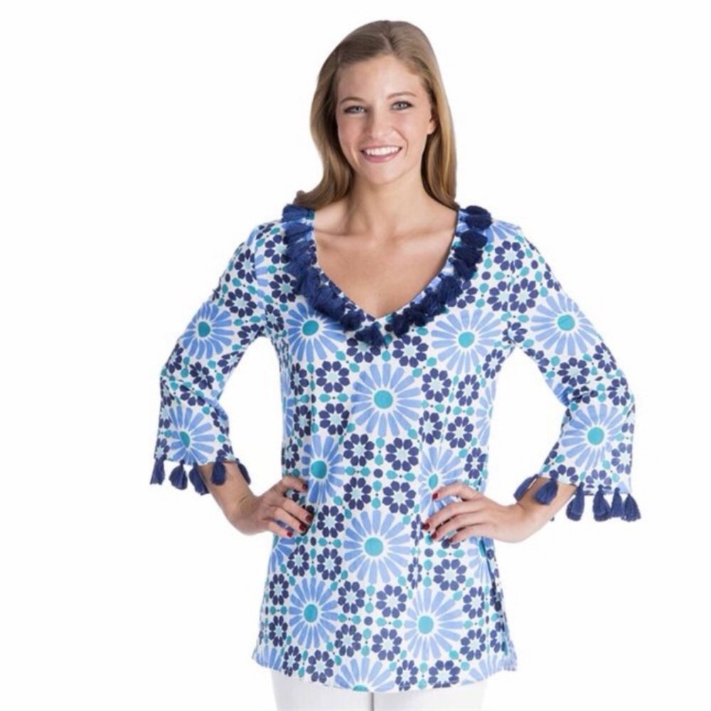 Mud pie “beach to bar” Kendall pool tile tunic